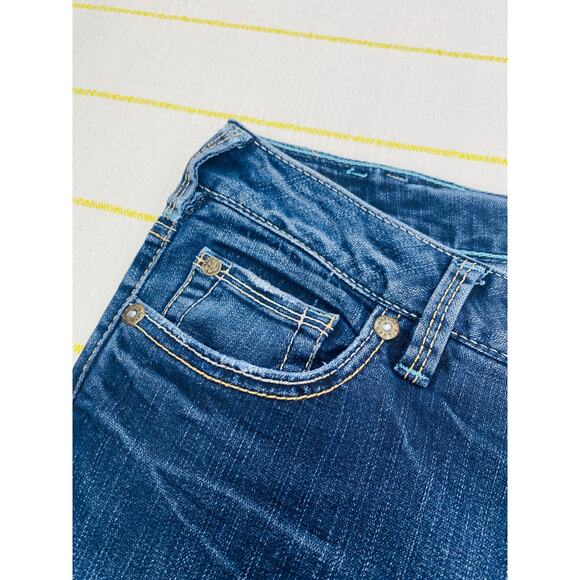 Silver Jeans Aiko Mid Rise Bootcut Jeans Distressed Women 31 Stretch 35" Inseam - Picture 4 of 9